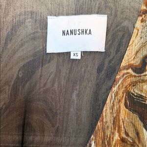 Nanushka Brown & Rust Marble Print dress
